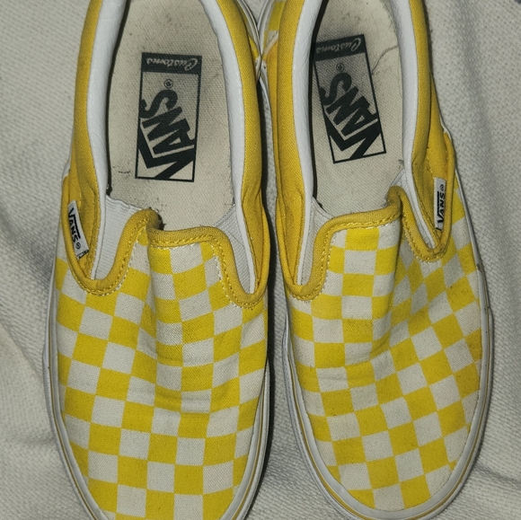Yellow checkered VANS, Size 6 - Picture 3 of 5